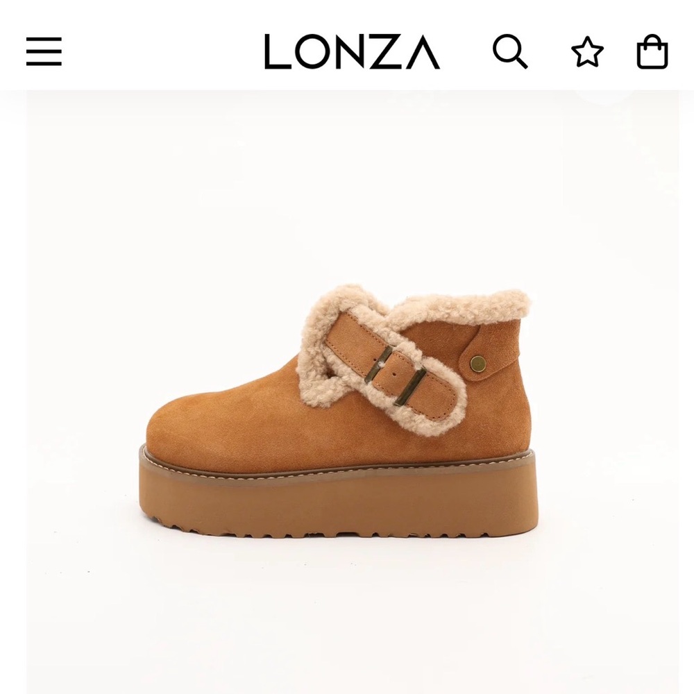 Lonza brands Cozy Tan suede Shoes with genuine Fur Lining